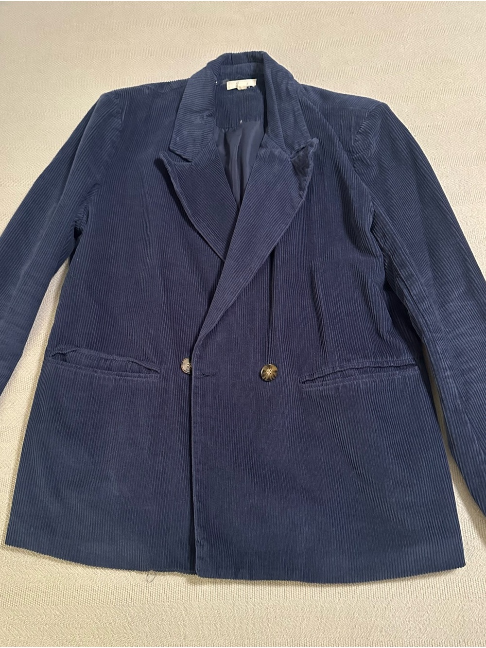 Women’s Navy Corduroy Double-Breasted Blazer